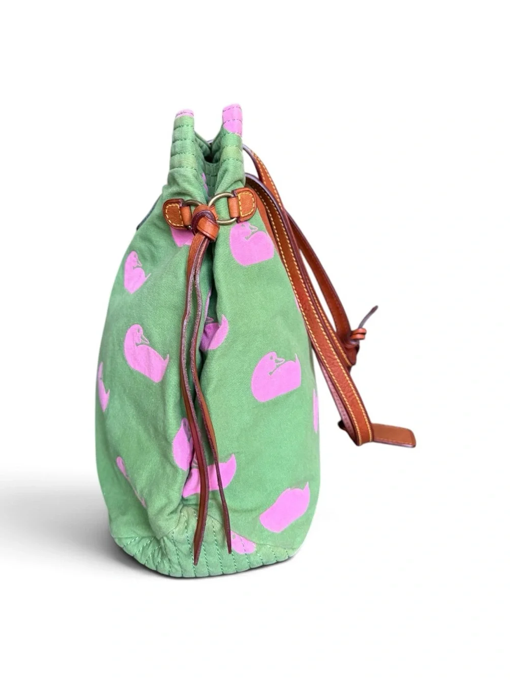 Dooney & Bourke Vintage Y2K Wonder Duck Canvas Tote Green Pink Preppy
